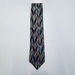 Men's Chevron Pattern Tie in Burgundy, Navy & Gray-Geoffrey Beene